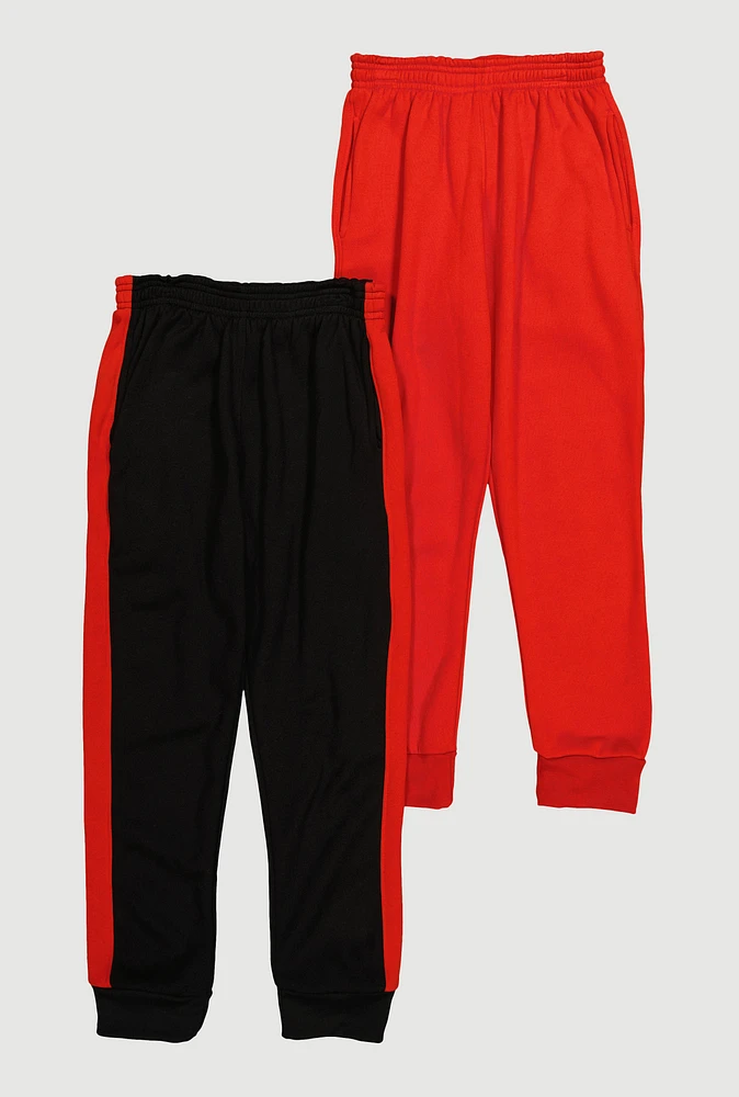 Boys Side Stripe Joggers 2 Pack, Multi, Size 16-18