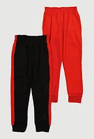Boys Side Stripe Joggers 2 Pack, Multi, Size 16-18