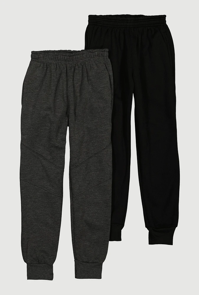 Boys Fleece Joggers 2 Pack, Multi,
