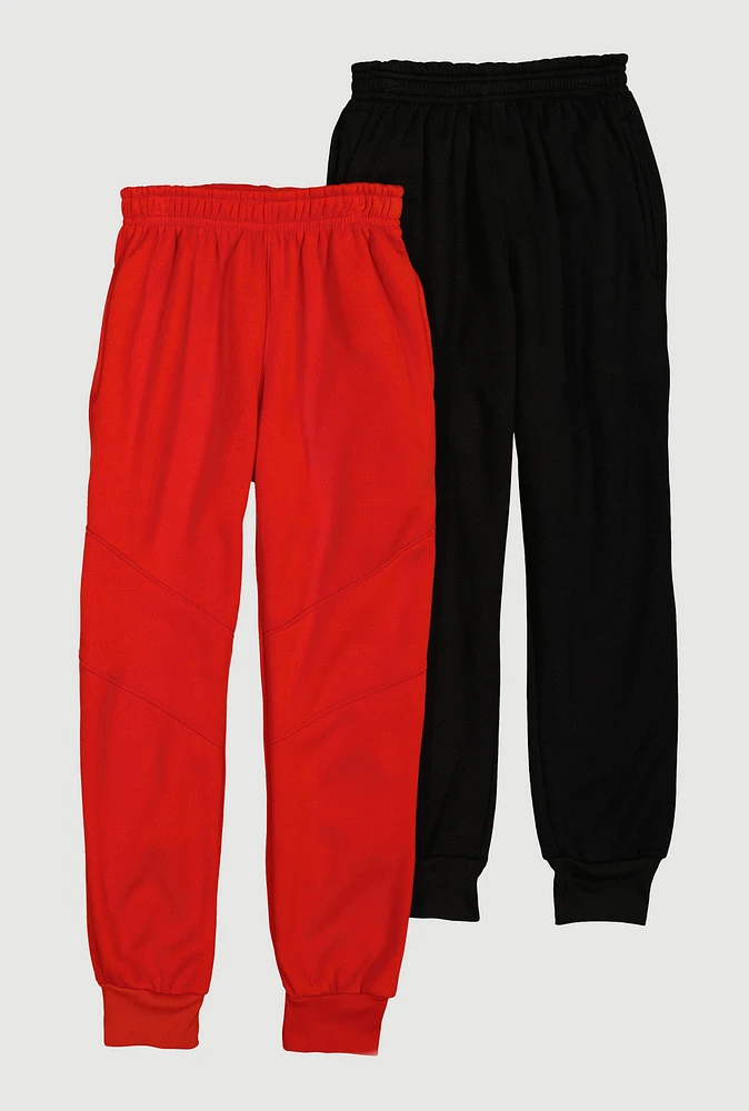 Boys Fleece Joggers 2 Pack, Multi, Size 12-14