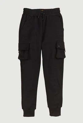 Boys Textured Cargo Joggers, Black, Size 14-16