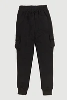Boys Textured Cargo Joggers, Black, Size 10-12