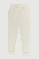 Boys Textured Knit Zip Pocket Joggers, White, Size 14-16