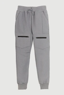 Boys Textured Knit Cargo Joggers, Grey, Size 8