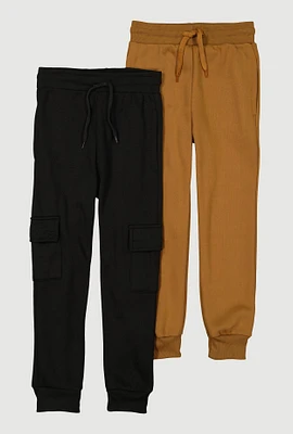 Boys Drawstring Joggers 2 Pack, Multi, Size 8