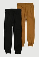Boys Drawstring Joggers 2 Pack, Multi, Size 10-12