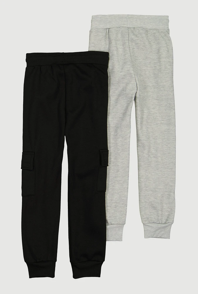 Boys Cargo Pocket Joggers 2 Pack, Multi, Size 14-16