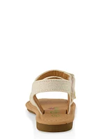 Womens Toddler Girls Flower Cut Out Band Velcro Strap Sandals, White, Size 6