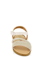 Womens Toddler Girls Rhinestone Studded Velcro Strap Sandals, White, Size 8