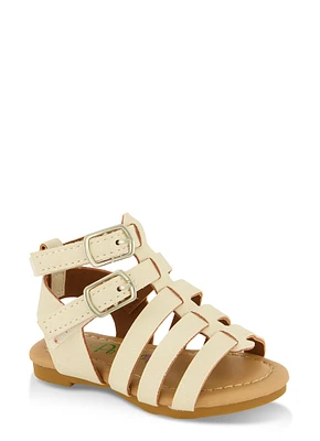 Baby Girls Glitter Velcro Strap Gladiator Sandals, Beige, Size INFANT 2