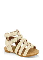 Baby Girls Glitter Velcro Strap Gladiator Sandals, Beige, Size INFANT 2