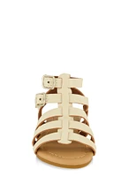 Baby Girls Glitter Velcro Strap Gladiator Sandals, Beige, Size INFANT 2
