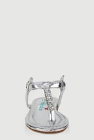 Womens Toddler Girls Velcro Strap Rhinestone Thong Sandals,