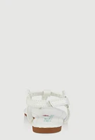 Womens Toddler Girls Velcro Strap Rhinestone Thong Sandals, White,