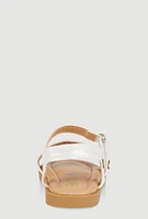 Womens Toddler Girls Laser Cut Flower Band Ankle Strap Sandals, White, Size 7
