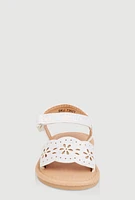 Baby Girls Laser Cut Flower Band Ankle Strap Sandals, White, Size INFANT 4