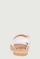 Baby Girls Laser Cut Flower Band Ankle Strap Sandals, White, Size INFANT 4