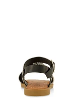 Womens Toddler Girls Rhinestone Knot Band Ankle Strap Sandals, Black,