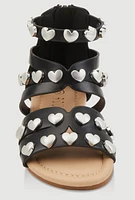 Womens Toddler Girls Heart Studded Gladiator Sandals,