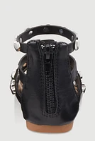 Womens Toddler Girls Heart Studded Gladiator Sandals, Black,
