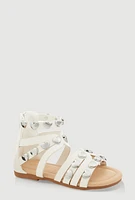 Womens Toddler Girls Heart Studded Gladiator Sandals, Pink,