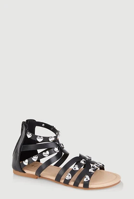 Girls Heart Studded Gladiator Sandals,