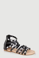 Womens Girls Heart Studded Gladiator Sandals,