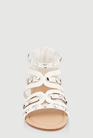 Womens Girls Heart Studded Gladiator Sandals, White, Size 13