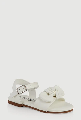 Womens Toddler Girls Bow Knot Buckle Strap Sandals, White, Size 8