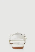 Womens Toddler Girls Bow Knot Buckle Strap Sandals, White, Size 8