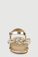 Womens Toddler Girls Bow Knot Buckle Strap Sandals, Gold, Size 8
