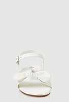 Womens Girls Bow Knot Band Buckle Strap Sandals, White, Size 12