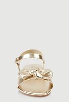 Womens Girls Bow Knot Band Buckle Strap Sandals, Gold, Size 2