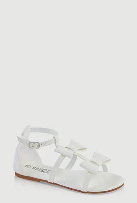 Womens Girls Bow Gladiator Sandals, White,
