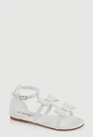 Womens Girls Bow Gladiator Sandals, White,