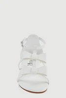 Womens Girls Bow Gladiator Sandals, White,