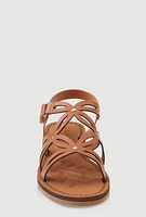 Womens Girls Flower Cut Out Velcro Strap Sandals,