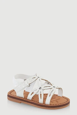 Womens Toddler Girls Cut Out Velcro Strap Sandals, White, Size 5