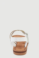 Womens Toddler Girls Cut Out Velcro Strap Sandals, White, Size 5