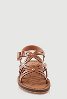 Womens Toddler Girls Cut Out Velcro Strap Sandals, Brown, Size 5