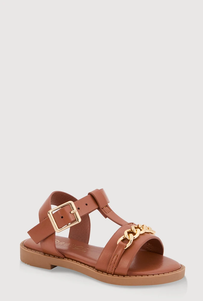 Womens Toddler Girls Chain Detail Buckle Strap Sandals,