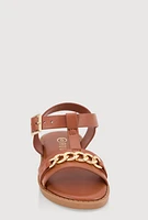 Womens Toddler Girls Chain Detail Buckle Strap Sandals,