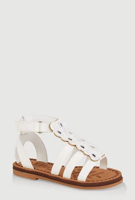 Womens Toddler Girls Glitter Floral Gladiator Sandals, White, Size 7