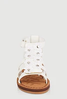 Womens Toddler Girls Glitter Floral Gladiator Sandals, White, Size 7