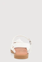 Womens Toddler Girls Twist Knot Band Buckle Strap Sandals, White,