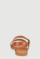 Womens Girls Studded Cut Out Band Ankle Strap Sandals, Brown,