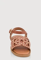 Womens Toddler Girls Studded Buckle Strap Sandals, Brown, Size 5