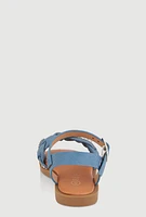 Womens Toddler Girls Faux Pearl Rhinestone Braided Strap Sandals, Blue, Size 9