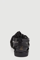 Womens Toddler Girls Braided Knot Band Ankle Strap Sandals, Black, Size 7