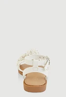 Womens Toddler Girls Braided Knot Band Ankle Strap Sandals, White, Size 5